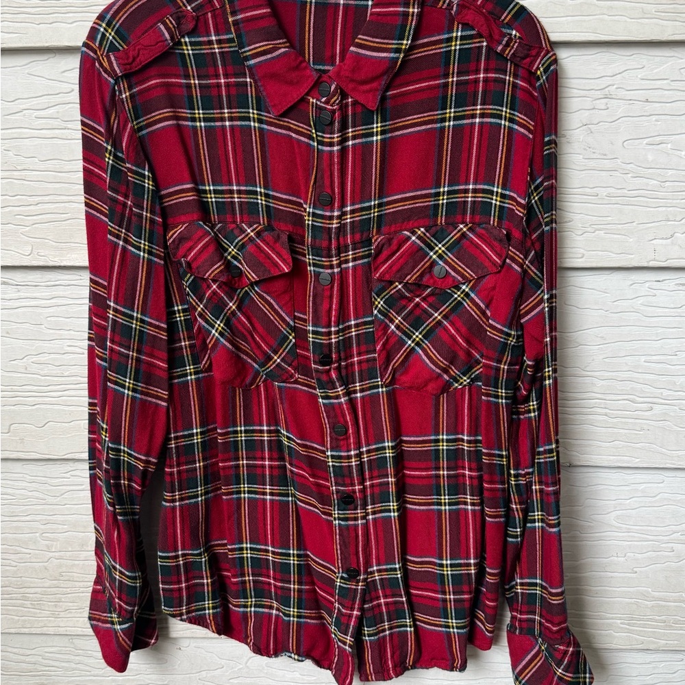 Sanctuary Red Plaid Button Down Shirt